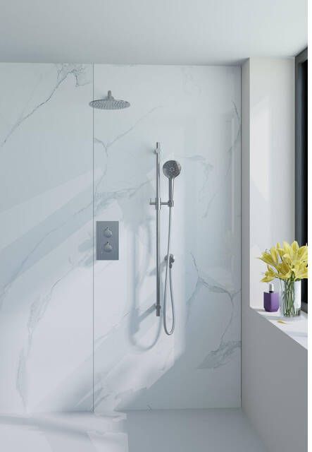 Fortifura Calvi Inbouw Regendoucheset thermostatisch wandarm glijstang 30cm hoofddouche ronde handdouche gladde doucheslang chroom SW496814 SW542643 SW706209 SW1139119 SW720559 SW72