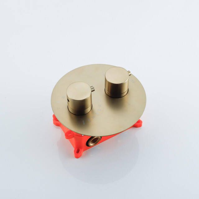 Fortifura Calvi Thermostatische Inbouwkraan inbouwdeel rond Geborsteld Messing (goud) SW721169 SW1171109