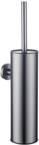 Fortifura Calvi toiletborstelhouder gesloten model wand rond Geborsteld Gunmetal PVD SW1111545