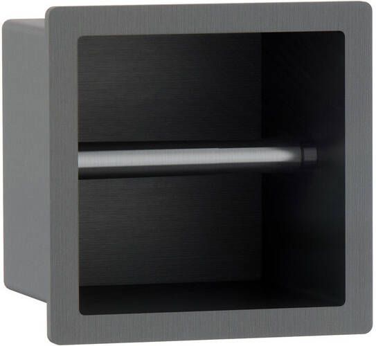 Fortifura Calvi Toiletrolhouder inbouw 17.3x17.3x15.3cm Geborsteld Gunmetal PVD SW1126063