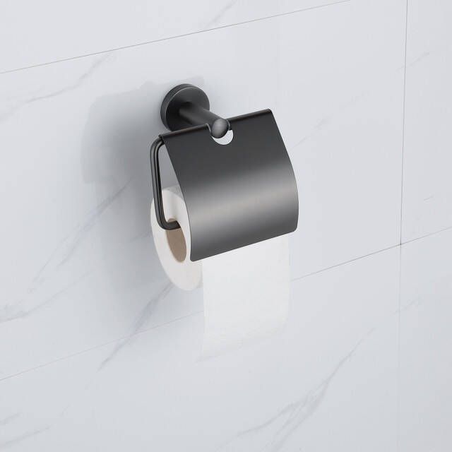 Fortifura Calvi toiletrolhouder met klep Geborsteld Gunmetal PVD SW1183147