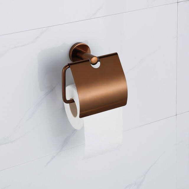 Fortifura Calvi toiletrolhouder met klep Geborsteld koper PVD (Koper) SW1183148