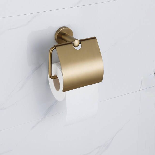 Fortifura Calvi toiletrolhouder met klep Geborsteld Messing PVD (Goud) SW1183146