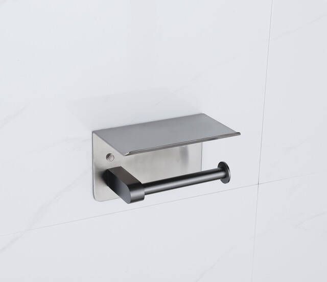 Fortifura Calvi toiletrolhouder met plateau Geborsteld Gunmetal PVD SW1183052