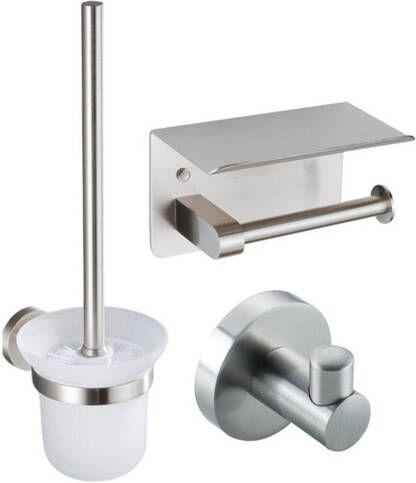 Fortifura Calvi toiletrolhouder met plateau Geborsteld RVS PVD (RVS) SW1183054 SW639927 SW639930