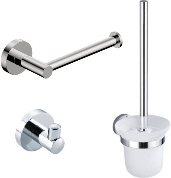 Fortifura Calvi Toiletset toiletborstelhouder open handdoekhaak toiletrolhouder zonder klep chroom SW639922 SW639924 SW639926