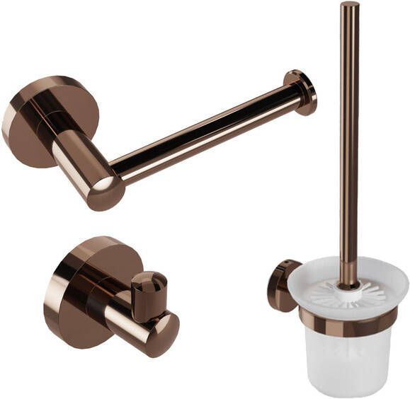 Fortifura Calvi Toiletset toiletborstelhouder open handdoekhaak toiletrolhouder zonder klep geborsteld koper SW970049 SW970050 SW970052