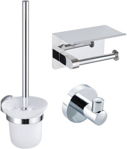 Fortifura Calvi Toiletset- toiletrolhouder- toiletborstel handoekhaak chroom SW639922 SW639924 SW1183056