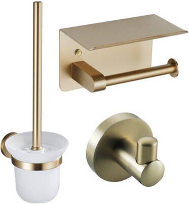 Fortifura Calvi Toiletset- toiletrolhouder- toiletborstel handoekhaak Geborsteld Messing PVD SW1183053 SW639937 SW639940