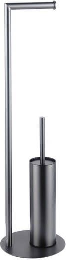 Fortifura Calvi vrijstaande toiletrolhouder met toiletborstel Geborsteld Gunmetal PVD SW1189061