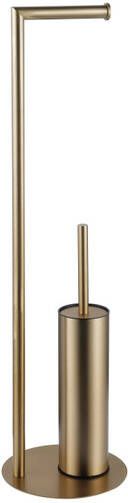 Fortifura Calvi vrijstaande toiletrolhouder met toiletborstel Geborsteld Messing PVD (Goud) SW1189060