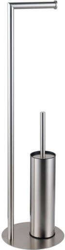 Fortifura Calvi vrijstaande toiletrolhouder met toiletborstel Geborsteld RVS PVD (RVS) SW1189059