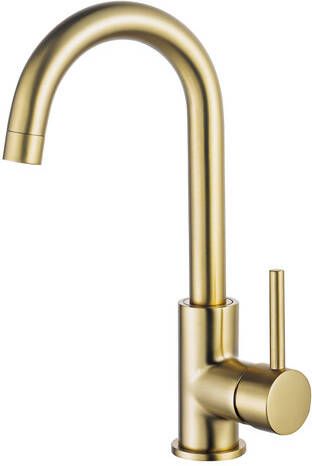 Fortifura Calvi wastafelkraan hoog draaibare uitloop Geborsteld Gunmetal PVD Geborsteld Messing PVD (Goud) SW809349