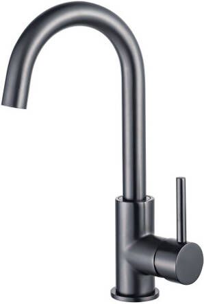 Fortifura Calvi wastafelkraan hoog draaibare uitloop Geborsteld Gunmetal PVD SW809350