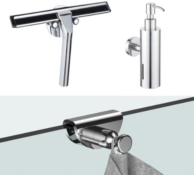 Fortifura accessoireset glaswisser zeepdispenser handdoekhaak chroom SW1211584 SW1111566 SW1152334