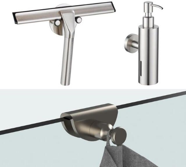 Fortifura accessoireset glaswisser zeepdispenser handdoekhaak geborsteld RVS SW1211582 SW1111568 SW1152336