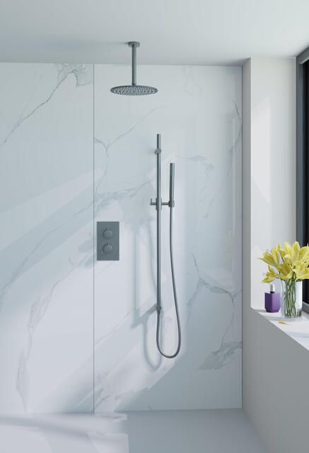 Fortifura Calvi Glijstang met geïntegreerde wandaansluitbocht 90cm Geborsteld Gunmetal PVD SW1111532