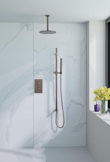 Fortifura Calvi Glijstang met geïntegreerde wandaansluitbocht 90cm Geborsteld koper PVD (Koper) SW1111533