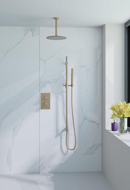 Fortifura Calvi Glijstang met geïntegreerde wandaansluitbocht 90cm Geborsteld Messing PVD (Goud) SW1111531