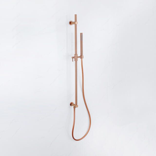 Fortifura Calvi Glijstangset geïntegreerde wandaansluitbocht doucheslang metaal- staaf handdouche Geborsteld koper PVD (Koper) SW1111533 SW767373 SW970046