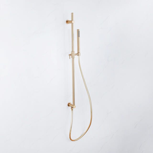 Fortifura Calvi Glijstangset geïntegreerde wandaansluitbocht doucheslang metaal- staaf handdouche Geborsteld Messing PVD (Goud) SW1111531 SW706208 SW720570