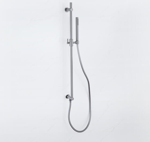 Fortifura Calvi Glijstangset geïntegreerde wandaansluitbocht doucheslang metaal- staaf handdouche Geborsteld Gunmetal PVD SW1111532 SW706203 SW766537