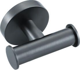 Fortifura Calvi Handdoekhaak rond dubbel Geborsteld Gunmetal PVD Double_Towelhook_GM