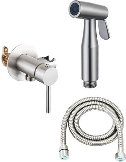 Fortifura Calvi Mengkraan Bidetset handdouchehouder -100cm doucheslang bidet handdouche geborsteld rvs SW1236930 SW1212629 SW970017