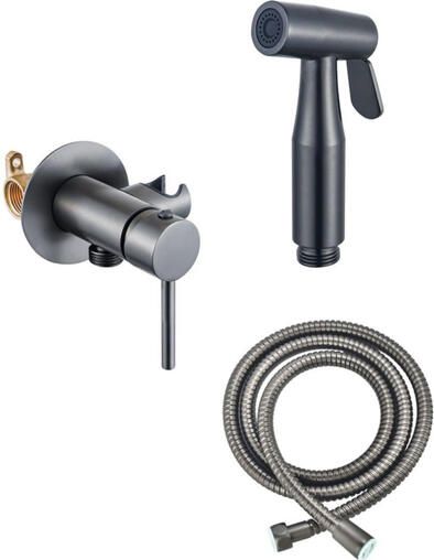 Fortifura Calvi Mengkraan Bidetset handdouchehouder -100cm doucheslang bidet handdouche gunmetal SW1236932 SW1212633 SW970019
