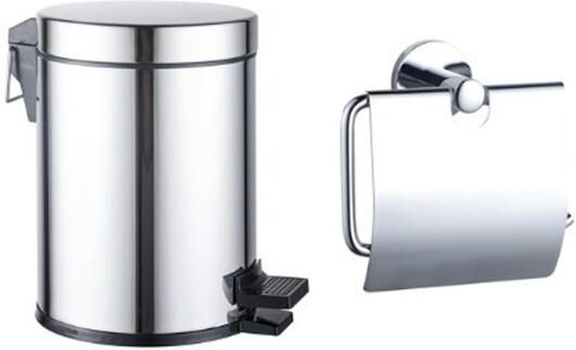 Fortifura Calvi toilet accessoireset toiletrolhouder met klep pedaalemmer 5 liter chroom SW1183142 SW1111576
