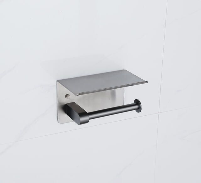 Fortifura Calvi toiletrolhouder met plateau Geborsteld Gunmetal PVD SW1183052
