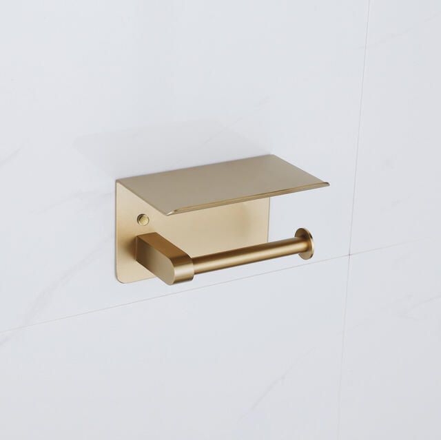 Fortifura Calvi toiletrolhouder met plateau Geborsteld Messing PVD (Goud) SW1183053