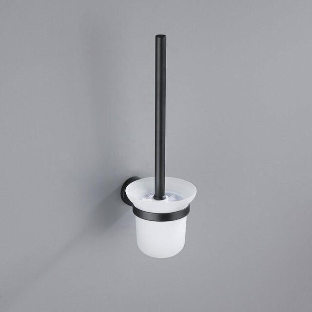 Fortifura Calvi Toiletset 3-delig toiletrolhouder zonder klep toiletborstel handdoekhaak enkel rond Mat Zwart SW639933 SW1211586 SW639936