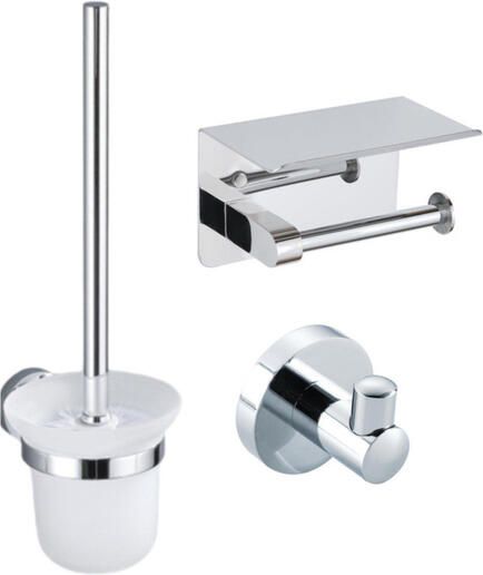 Fortifura Calvi Toiletset- toiletrolhouder- toiletborstel handoekhaak chroom SW639922 SW639924 SW1183056