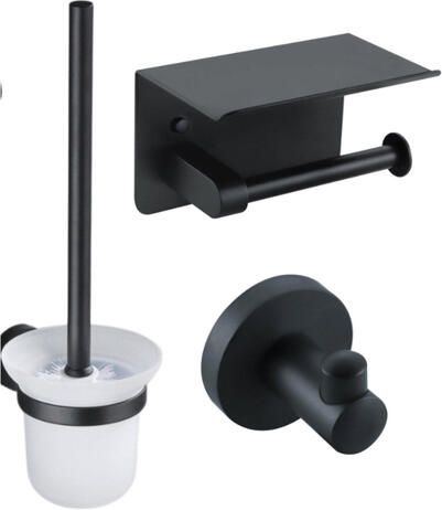Fortifura Calvi Toiletset toiletrolhouder toiletborstel handoekhaak mat zwart SW1183055 SW639932 SW639936
