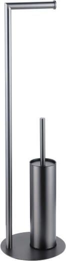 Fortifura Calvi vrijstaande toiletrolhouder met toiletborstel Geborsteld Gunmetal PVD SW1189061