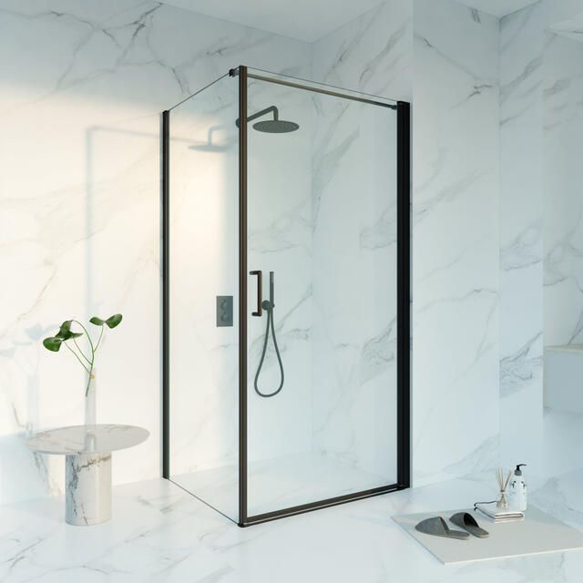 Fortifura Galeria Douchecabine 80x160x200 Profiel veiligheidsglas anti kalk mat zwart SW1122480 SW797918 SW797905