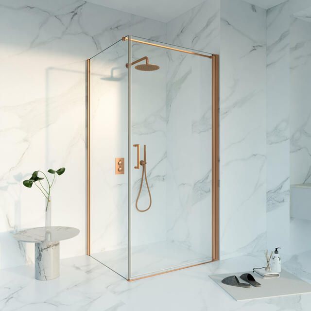 Fortifura Galeria Douchecabine 80x180x200 Profiel veiligheidsglas anti kalk Geborsteld koper PVD (Koper) SW1122484 SW797920 SW876702