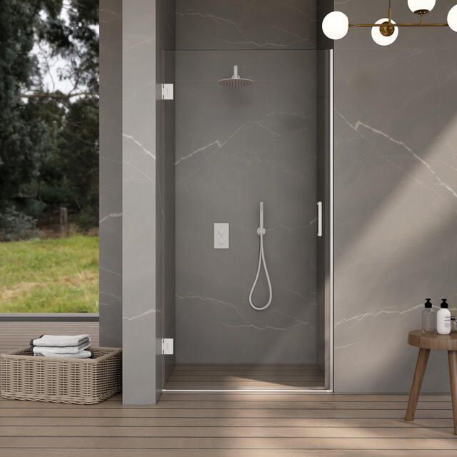 Fortifura Galeria Douchedeur 60x200cm scharnieren deurgreep vlak helder veiligheidsglas Mat wit SW1122587