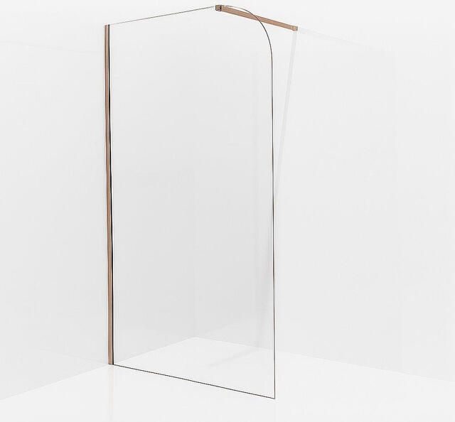 Fortifura Galeria Inloopdouche 100x200cm afgeronde glaswand helder glas wandarm geborsteld koper (Koper) SW1245010 SW876702