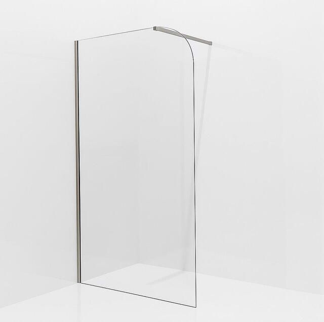 Fortifura Galeria Inloopdouche 100x200cm afgeronde glaswand helder glas wandarm geborsteld RVS PVD (RVS) SW1245010 SW797908