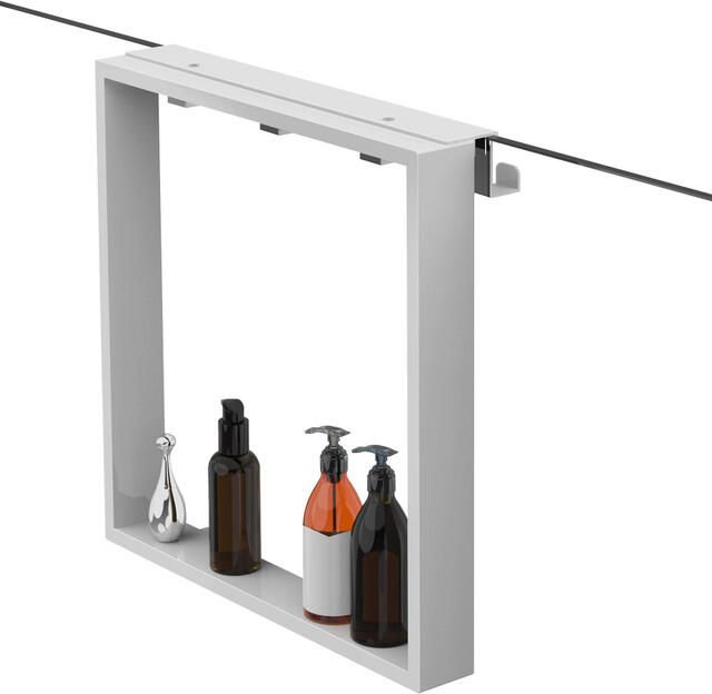 Fortifura Galeria schap met 4 haken voor douchewand 50x50x6.5cm mat wit Z002matwit