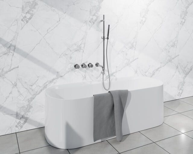 Fortifura Nebbio Badcombinatie-set thermostaatkraan glijstang met geïntegreerde wandaansluitbocht metalen doucheslang staaf handdouche uitloop chroom SW1183064 SW1111526 SW767373 SW496810 SW1183076 SW