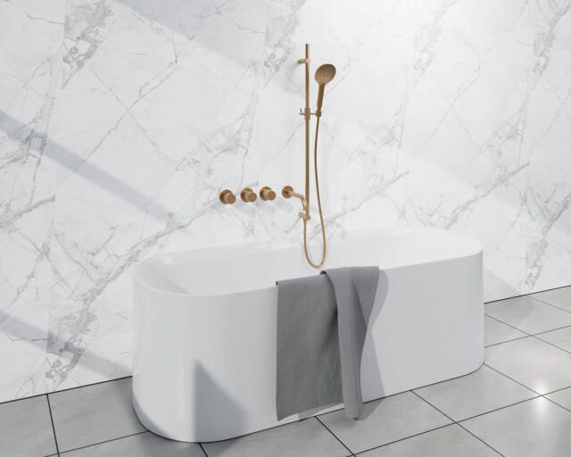 Fortifura Nebbio Badcombinatie-set thermostaatkraan glijstang geïntegreerde wandaansluitbocht gladde doucheslang ronde handdouche uitloop geborsteld messing SW1183064 SW1111526 SW706209 SW496814 SW1183076 SW