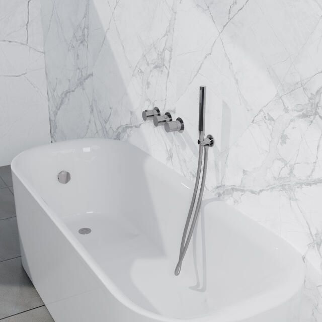 Fortifura Nebbio Badcombinatie-set thermostaatkraan wandaansluitbocht met handdouchehouder gladde doucheslang staaf handdouche badvulcombinatie chroom SW1183064 SW1183076 SW1183077 SW542643 SW706209 SW