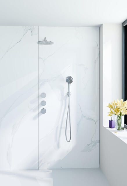 Fortifura Nebbio Regendoucheset inbouwkraan inbouwdeel wandaansluitbocht doucheslang metaal ronde handdouche 35cm wandarm ronde hoofddouche chroom SW1183064 SW1183077 SW542643 SW767373 SW496814 SW7