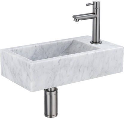 Fortifura Fuente fonteinset 40x22 1 kraangat rechts marmer fonteinkraan gunmetal wit SW696237 SW696207 SW696217 SW728223