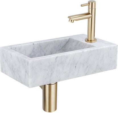 Fortifura Fuente fonteinset 40x22 1 kraangat rechts marmer fonteinkraan messing geborsteld wit SW696238 SW696208 SW696218 SW728223