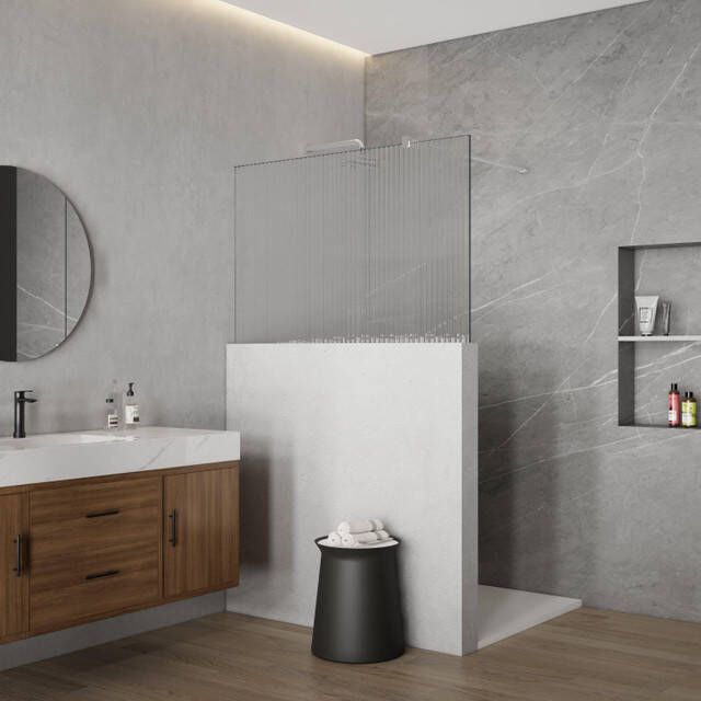 Fortifura Galeria Halfhoge Inloopdouche 115.8x80cm ribbelglas 8mm nano met blind profiel SW1235451 SW1102415