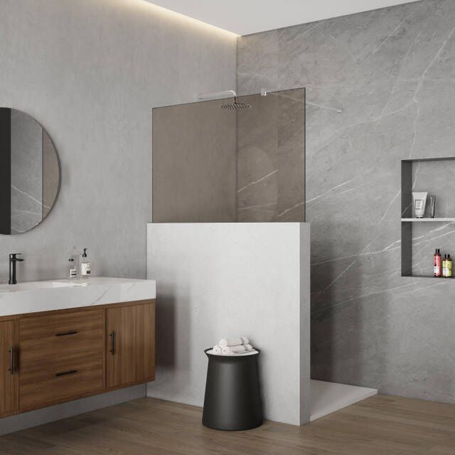 Fortifura Galeria Halfhoge Inloopdouche 115.8x80cm rookglas 8mm nano met blind profiel SW1235451 SW1235446